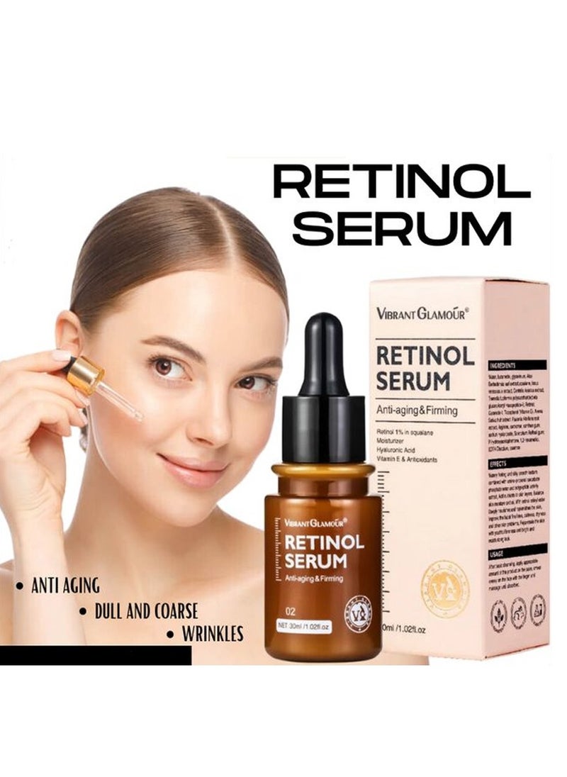 Vibrant Glamour - VIBRANT GLAMOUR Double Retinol Face Serum Firming Collagen Anti-Aging Fading Dark Spots Fine Lines Facial Treatment Anti Wrinkle Moisturizing Whitening Deep Tightening Repair Essence Skin Care 30ml - Image 1