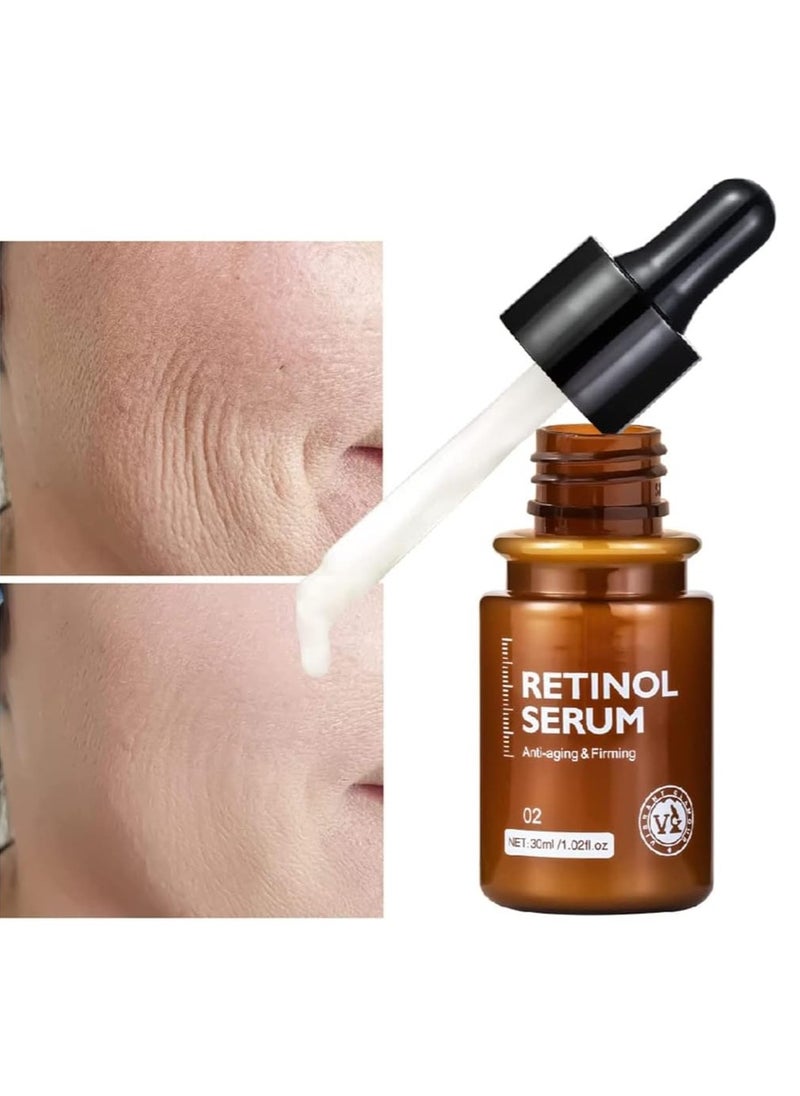 Vibrant Glamour - VIBRANT GLAMOUR Double Retinol Face Serum Firming Collagen Anti-Aging Fading Dark Spots Fine Lines Facial Treatment Anti Wrinkle Moisturizing Whitening Deep Tightening Repair Essence Skin Care 30ml - Image 1