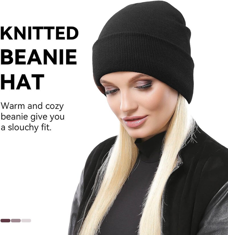 OZERO Winter Beanie Hat for Men Women: Thermal Thick Polar Fleece Lining Knit Cuffed Beanie Hats Warm Caps for Cold Weather Running, Hiking, Travel - Image 3