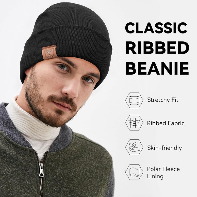 OZERO Winter Beanie Hat for Men Women: Thermal Thick Polar Fleece Lining Knit Cuffed Beanie Hats Warm Caps for Cold Weather Running, Hiking, Travel - Image 2