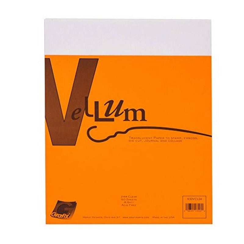 Grafix Vellum Translucent 24Pound Paper Perfect for Invitations Paper Crafts and Mixed Media 85x11 Pack of 50