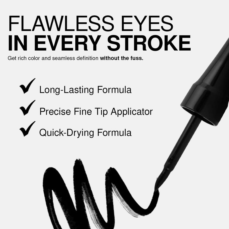 Palladio Liquid Eyeliner, Black, Highly Pigmented, For Intense Eye Definition, Smear-proof Liquid Eyeliner, Includes Easy Grip Wand and Felt Tip Applicator - Image 2