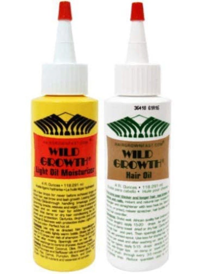 Wild Growth Set (Hair Oil 4 oz + Light Oil Moisturizer 4 oz) - Image 2