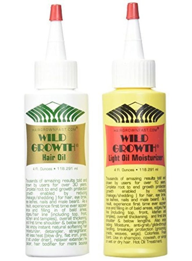 Wild Growth Set (Hair Oil 4 oz + Light Oil Moisturizer 4 oz) - Image 1