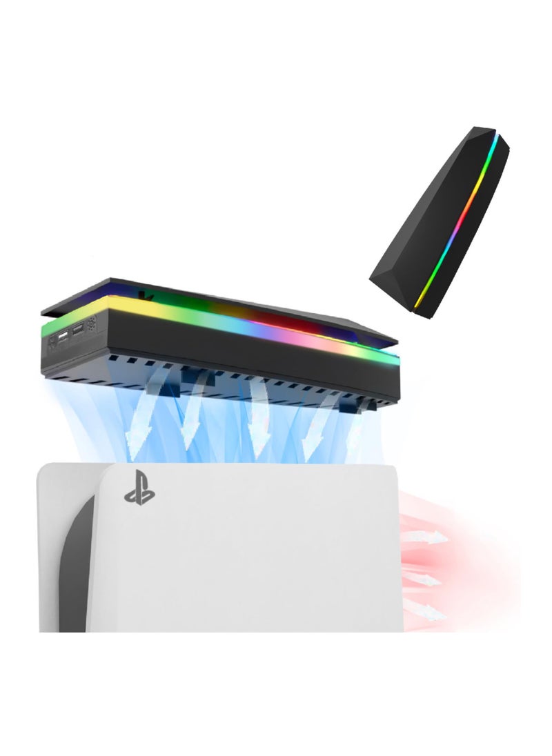 Flash Hawk - PS5 Top Cooling Fan with 7 Modes RGB Light, Low Noise Cooler Compatible with Playstation 5 Back - Image 1
