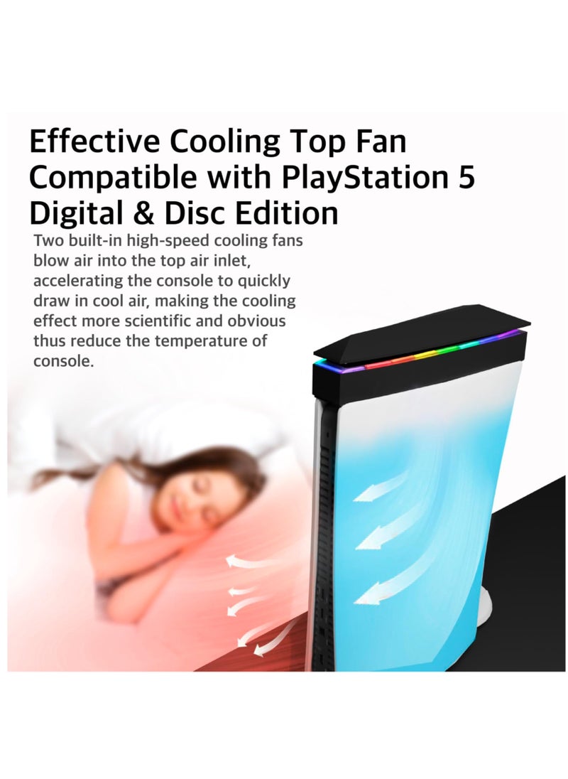 Flash Hawk - PS5 Top Cooling Fan with 7 Modes RGB Light, Low Noise Cooler Compatible with Playstation 5 Back - Image 1