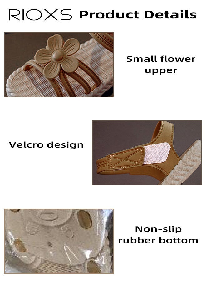 RIOXS Toddler Girls Sandals, Lightweight Non-Slip Soft Sole Flower Sandals for Little Kids Girls, Summer Open Toe Flat Sandals with Ankle Strap for Party, School, Beach and Travel - Image 4