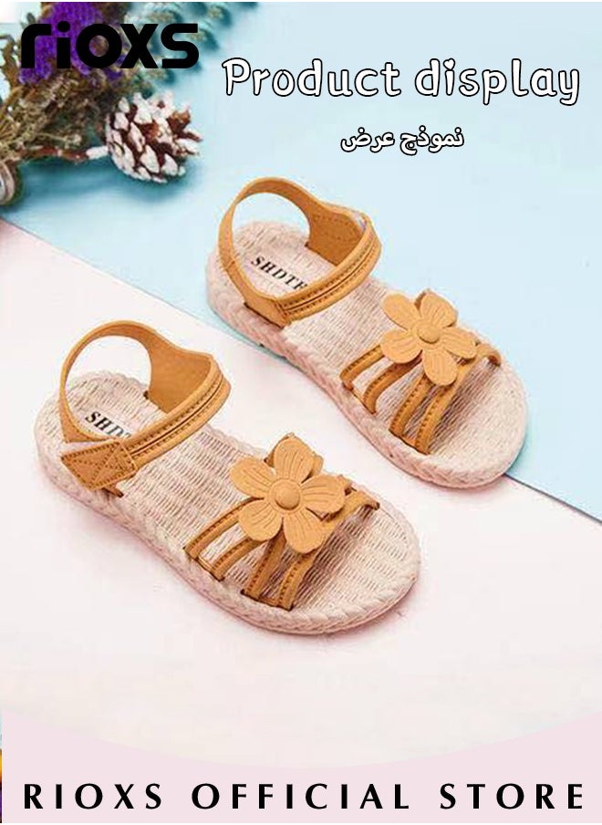 RIOXS - Little Kids Girls Fashion Non-Slip Soft Sole Floral Sandals Princess Adjustable Shoes Lightweight Breathable Ankle Strap Sandals - Image 1