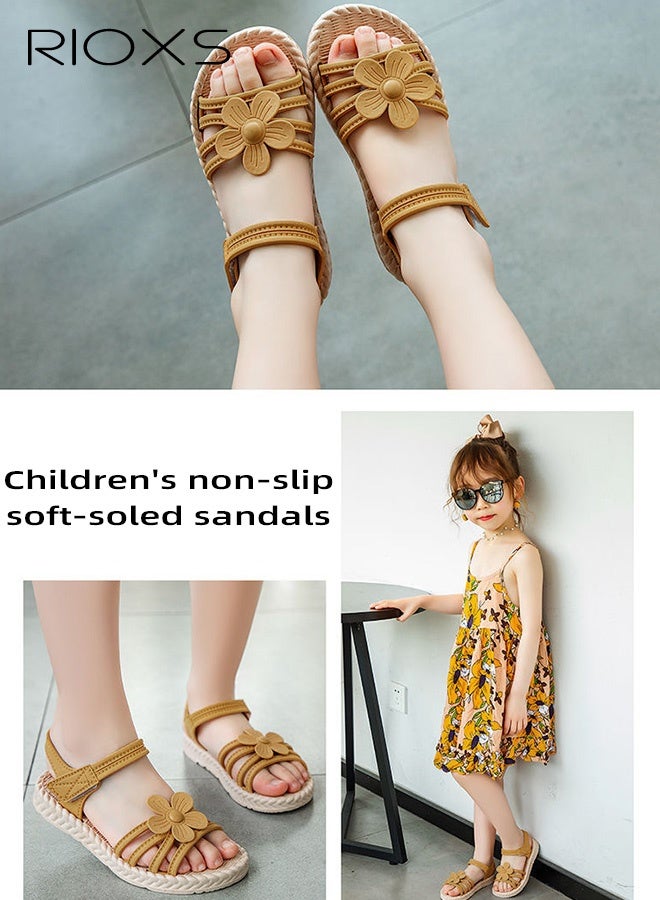 RIOXS Toddler Girls Sandals, Lightweight Non-Slip Soft Sole Flower Sandals for Little Kids Girls, Summer Open Toe Flat Sandals with Ankle Strap for Party, School, Beach and Travel - Image 3