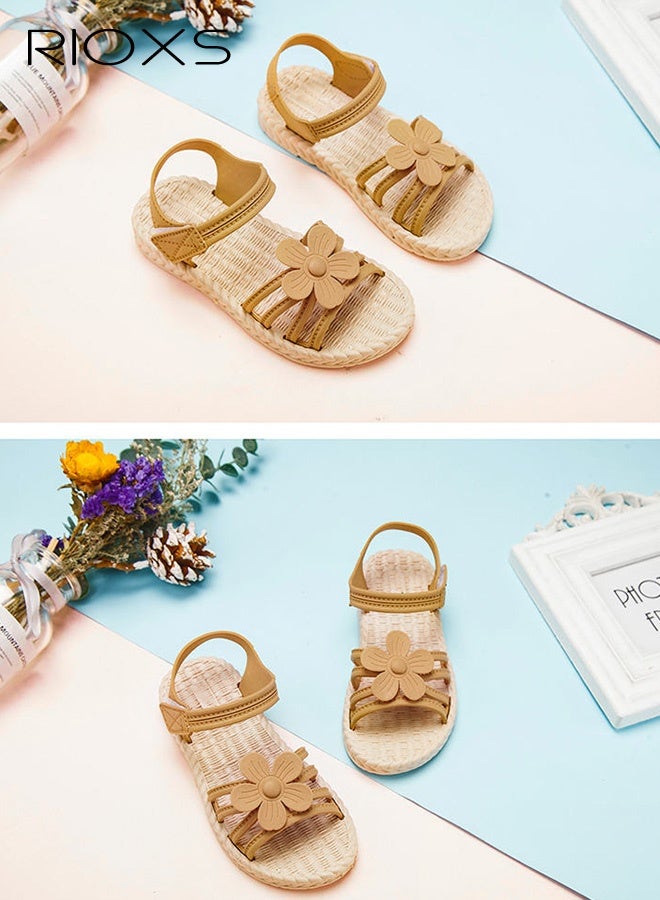 RIOXS Toddler Girls Sandals, Lightweight Non-Slip Soft Sole Flower Sandals for Little Kids Girls, Summer Open Toe Flat Sandals with Ankle Strap for Party, School, Beach and Travel - Image 4