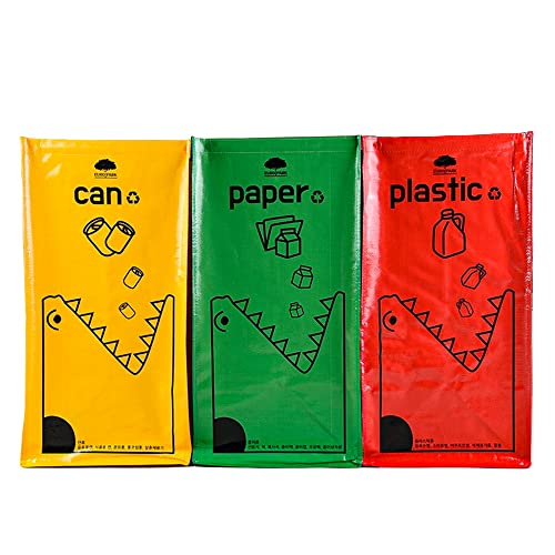 Saderoy Recycling BagsSeparate Recycling Waste Bin Bags for Kitchen Home Trash and Recycle Bin ComboReusable Waterproof42 Gallon Pack of 3 Recycling Bins
