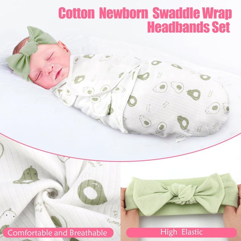 Bunnycool 4 Pack Newborn Preemie Swaddle with Headband Set Premature Swaddle Blanket Baby Clothes for Nicu Newborn Boys Girls(0-3 Months,Bow Style) - Image 4
