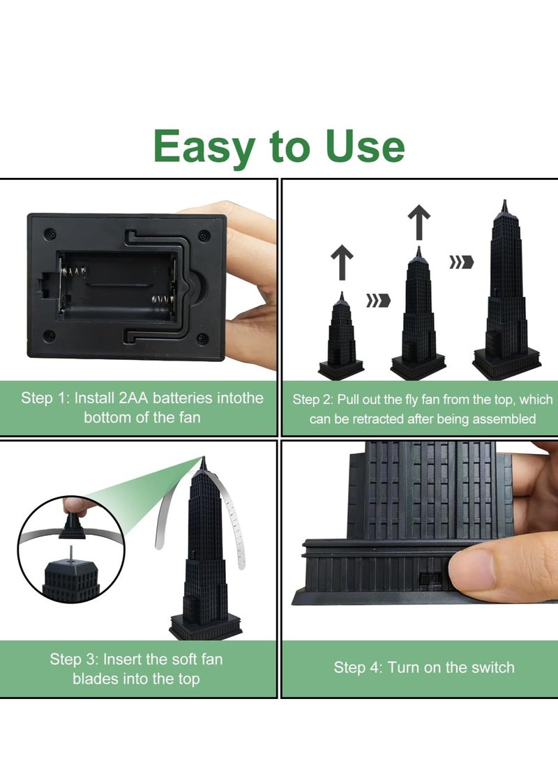 SYOSI مروحة طاولة طاردة للذباب مروحة طاولة محمولة طاردة للذباب للاستخدام الداخلي والخارجي ابقِ الذباب بعيدًا تعمل بالبطاريات للمطعم والحفلات والمنزل والعشاء في الهواء الطلق والنزهات والشرفات عبوة 3 قطع - Image 3