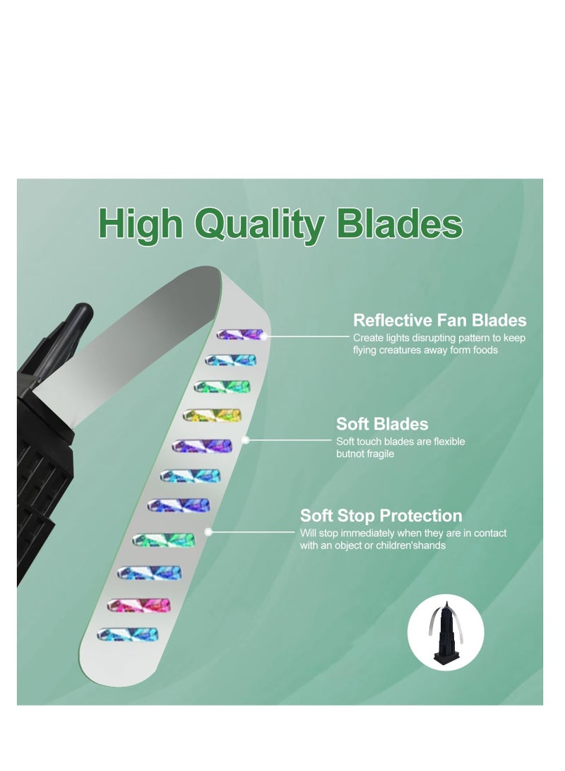 SYOSI مروحة طاولة طاردة للذباب مروحة طاولة محمولة طاردة للذباب للاستخدام الداخلي والخارجي ابقِ الذباب بعيدًا تعمل بالبطاريات للمطعم والحفلات والمنزل والعشاء في الهواء الطلق والنزهات والشرفات عبوة 3 قطع - Image 4