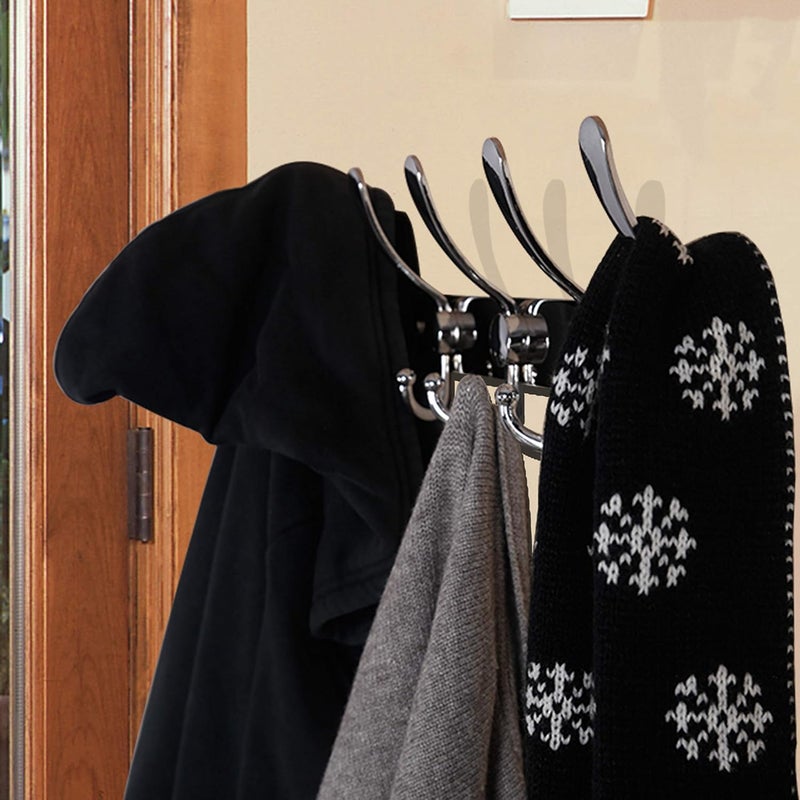 Dseap Coat Rack - Heavy Duty Coat Hooks with 5 Triple Hooks, Stainless Steel Wall Coat Hooks, Wall Hooks, Hook Rack for Coat, Hat, Towel, Handbag, Chrome-Plated, Pack of 2 - Image 3