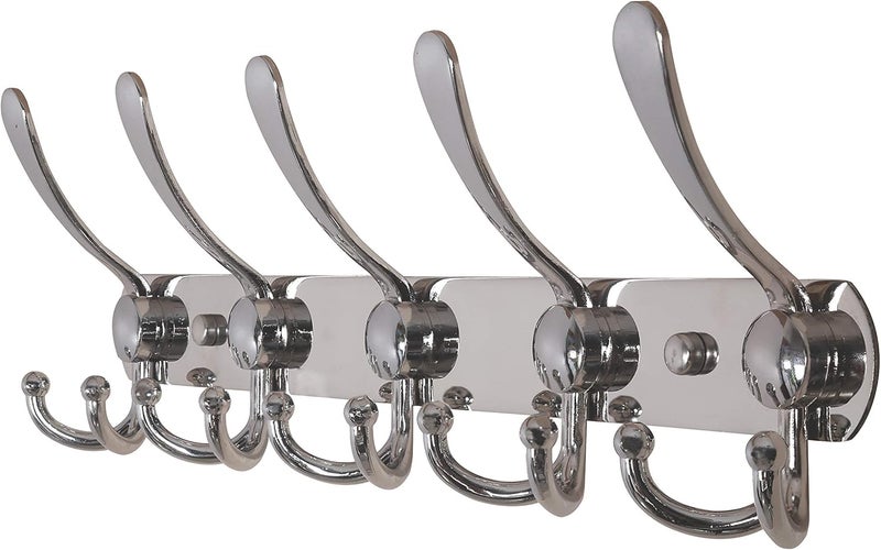 Dseap Coat Rack - Heavy Duty Coat Hooks with 5 Triple Hooks, Stainless Steel Wall Coat Hooks, Wall Hooks, Hook Rack for Coat, Hat, Towel, Handbag, Chrome-Plated, Pack of 2 - Image 1