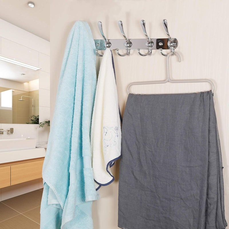 Dseap Coat Rack - Heavy Duty Coat Hooks with 5 Triple Hooks, Stainless Steel Wall Coat Hooks, Wall Hooks, Hook Rack for Coat, Hat, Towel, Handbag, Chrome-Plated, Pack of 2 - Image 2