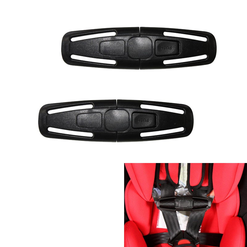 2 Pcs Seat Chest Harness Seat Safety Belt Buckle Lock Stroller Chest Universal Replacement for Baby and Kids Trend Black