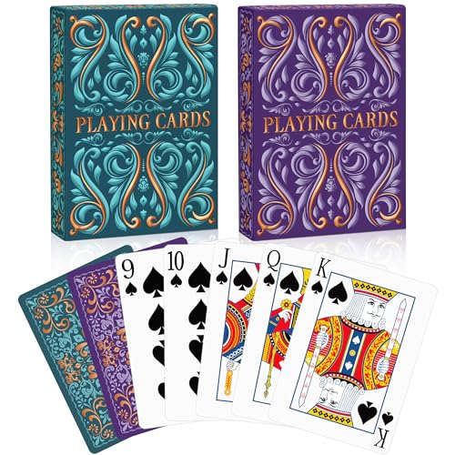 Wkchxd Playing Cards 2 Pack Deck of Cards Standard Playing Cards for Adult Premium Poker Card Set Deck of Playing Card for BlackjackEuchreCanastaFamily Game NightParty Games Blue Purple - Image 1