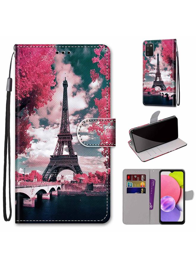 اس-توب جراب لهاتف Samsung Galaxy A03s مقاس 166 مم، جراب هاتف جلدي أفقي قابل للطي بتصميم متقاطع ملون مع حامل وفتحات للبطاقات ومحفظة وحبل تثبيت - Image 1