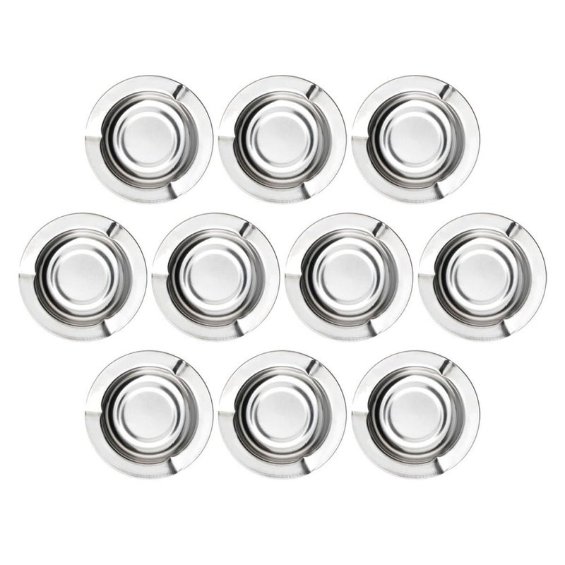 Stainless Steel Round Portable Ashtray Set Of 10 For Home Office Indoor Outdoor Use - Image 2