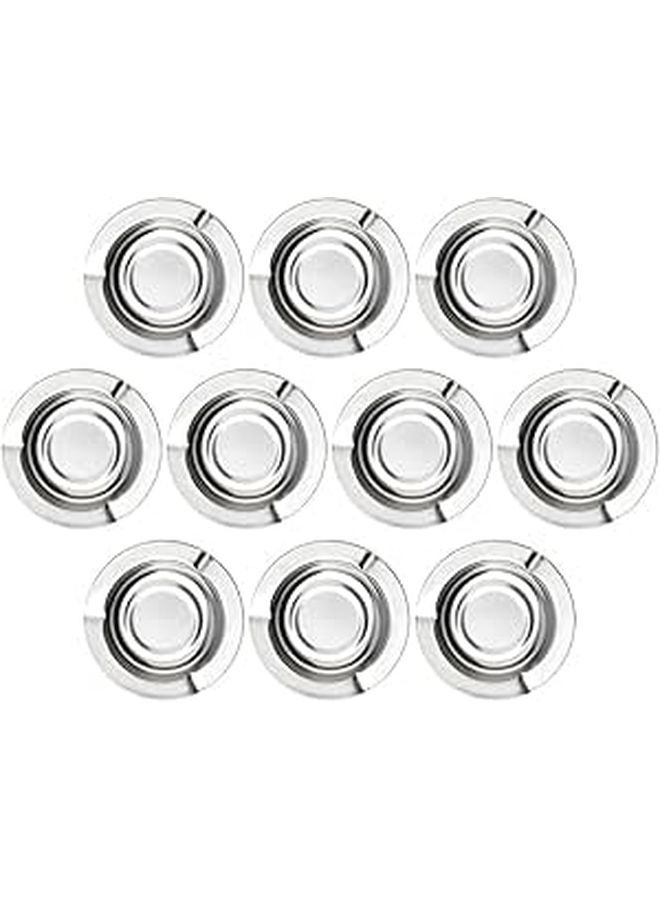 Stainless Steel Round Portable Ashtray Set Of 10 For Home Office Indoor Outdoor Use - Image 1