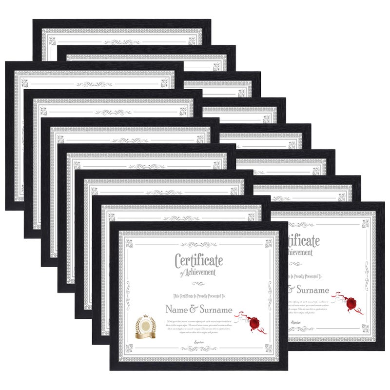 HORLIMER 8.5 x 11 Picture Frame Set of 15, Black Photo Frames 8.5 by 11 for Certificate Diploma Document, Wall Hanging or Tabletop Display - Image 1
