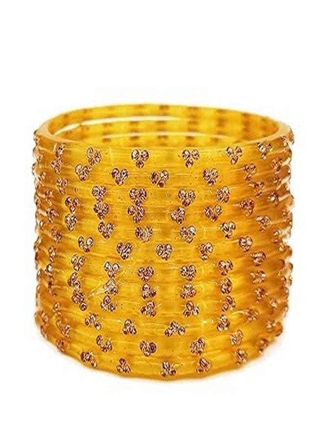 BANGLESKART مجموعة أساور زجاجية من بانغلسكارت، أساور مصنوعة يدوياً، للنساء، 12 قطعة (ذهبي، 2.8) - Image 4
