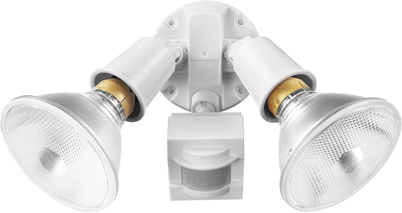 Globe Electric 17000270 110-Degree 240 W Twin Head Gray Hardwired Motion Sensor Security Flood Light, Spotlight, Outdoor, Outside House Lights - Image 1