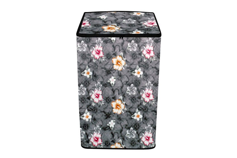 Da Anushi Waterproof & Dust-Proof PVC Full Closure Washing Machine Cover For LG-8KG-T80SPSF2Z Top Loading Fully-Automatic Washing Machine (Grey Flower, LG-8KG-T80SPSF2Z) - Image 4