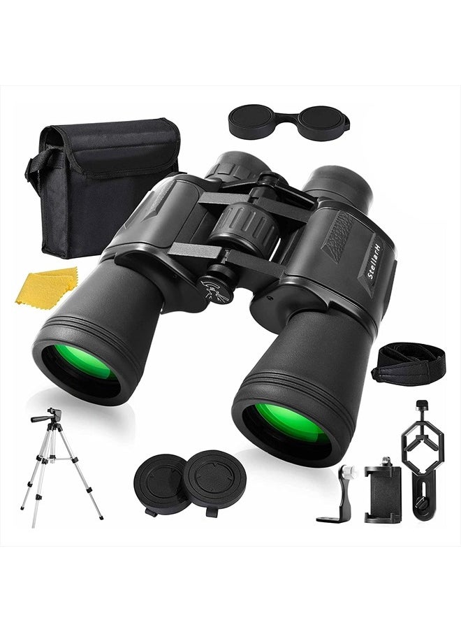 StellarH 12x50 HD Full Size Binoculars for Adults with Photography Kit - Smartphone Adapter Universal Tripod Carrying Bag & Strap for Bird Watching Hunting Stargazing Sporting & Sightseeing  - Image 1