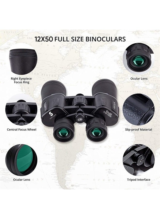 StellarH 12x50 HD Full Size Binoculars for Adults with Photography Kit - Smartphone Adapter Universal Tripod Carrying Bag & Strap for Bird Watching Hunting Stargazing Sporting & Sightseeing  - Image 5