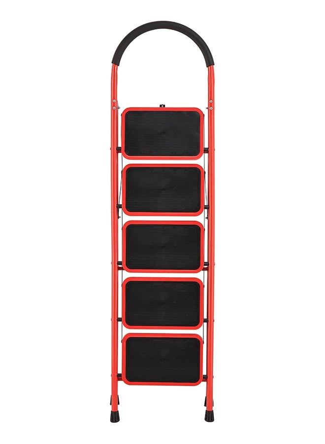 LAWAZIM 5-Step Folding Ladder - 23x36cm - Portable Step Stool with Wide Anti-Slip Pedals, Cushioned Handle, Space-Saving Design, Support Rod Structure, and Noise-Free Feet - for Indoor and Outdoor Use - Image 2