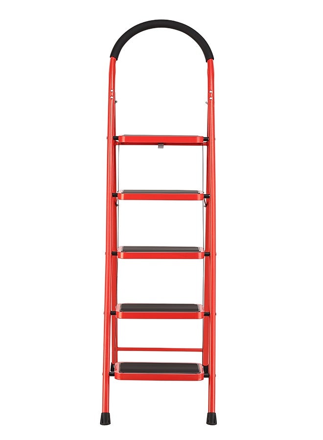 LAWAZIM 5-Step Folding Ladder - 23x36cm - Portable Step Stool with Wide Anti-Slip Pedals, Cushioned Handle, Space-Saving Design, Support Rod Structure, and Noise-Free Feet - for Indoor and Outdoor Use - Image 5