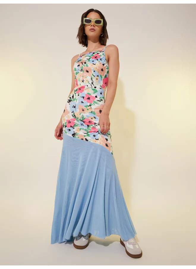 Take Two Take Two Floral Print Strappy Mermaid Maxi Dress