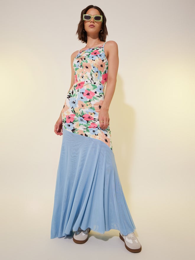 Take Two Floral Mesh Maxi Dress  - Image 1