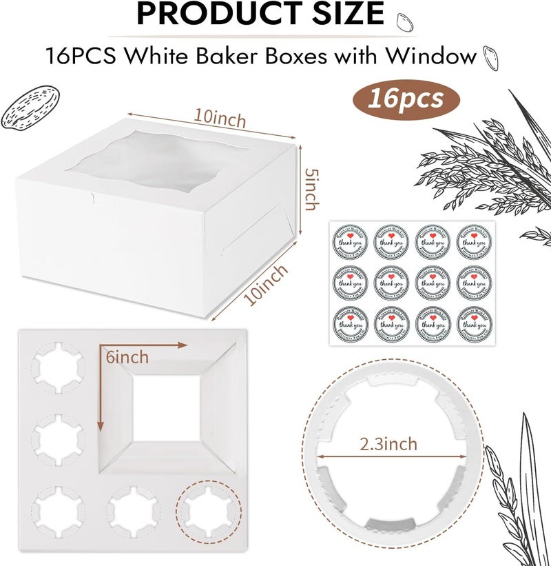 JCD 16 Pcs Valentine’s Day 1+5 Bento Cake and Cupcake Box for a under 6 inch Cake and 5 Cupcakes Box Family Dinner Birthday Party Picnic Gift Boxes Fit 5 Regular Cupcakes and Mini CakeS (1+5/16Pcs) - Image 2
