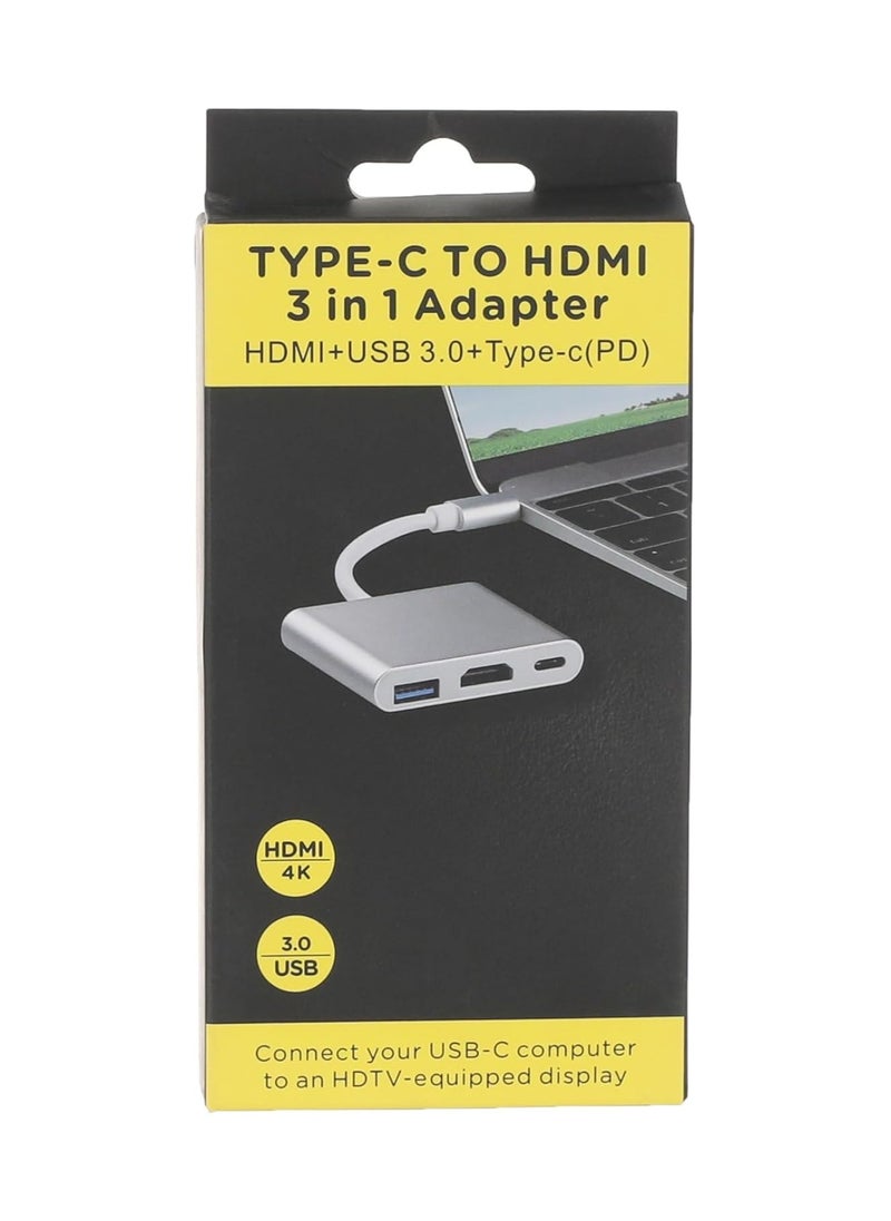 Generic USB-C to HDMI & USB 3.0 Hub with Type-C Charging - High-Speed Data Transfer  - Image 1
