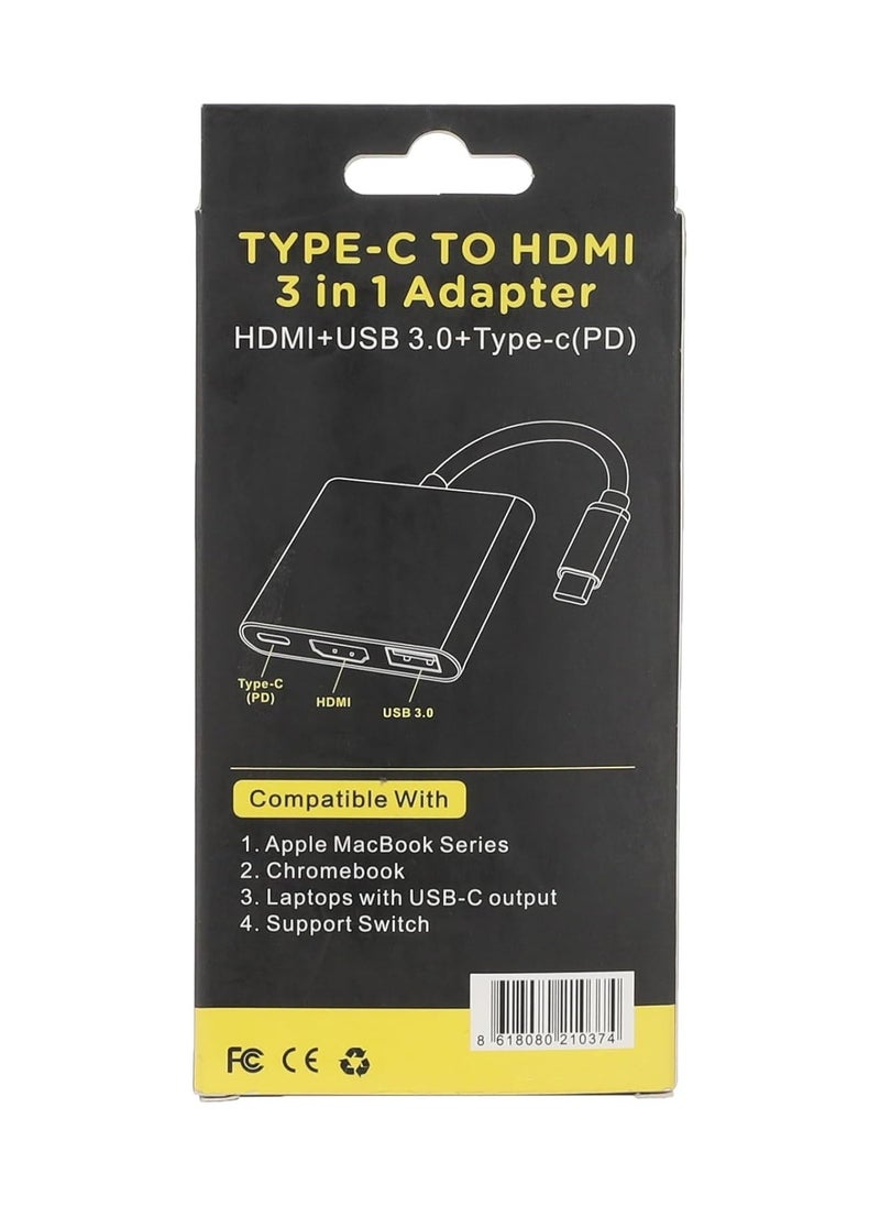 Generic USB-C to HDMI & USB 3.0 Hub with Type-C Charging - High-Speed Data Transfer  - Image 2