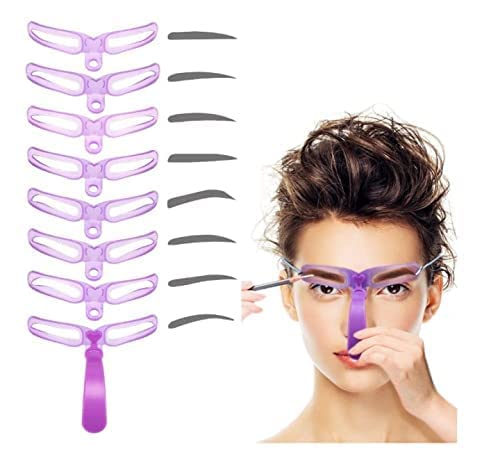 Sluswallow 1Pc Pouple Eyebrow Shaping KitEyebrow Template8 Styles Reusable Eyebrow Stencil with Handle and Strap Washable Eyebrow Color Eyes - Image 1