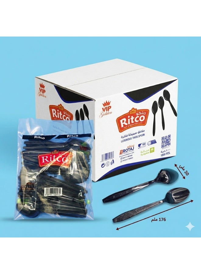 Ritco Carton Of VIP Thick Black Plastic Spoons (1000 Spoons/Carton) - Image 3