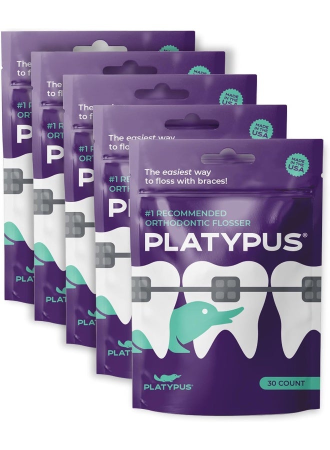 Platypus Orthodontic Flossers for Braces - 30 Count Bag (Pack of 5) - Image 1