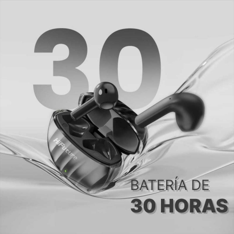 HiFuture FlyBuds3 TWS Earbuds - Bluetooth 5.3, IPX5 Splashproof, 30 Hours Playtime, Powerful Bass - Blue - Image 4
