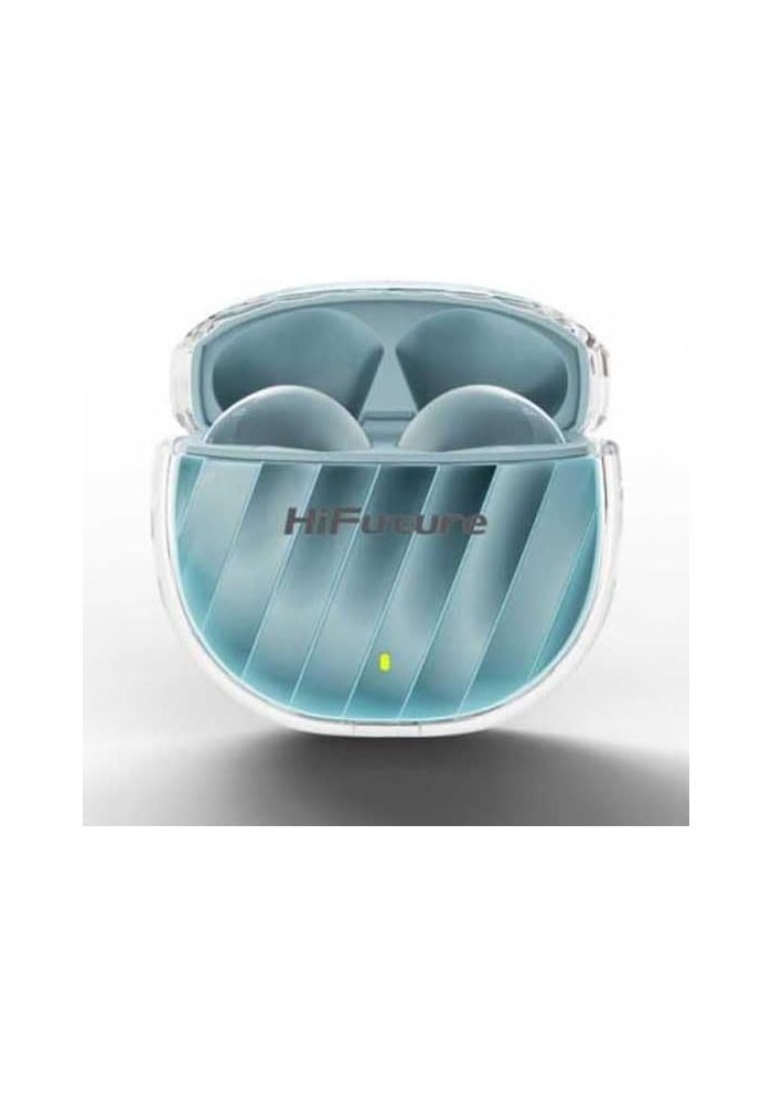 HiFuture FlyBuds3 TWS Earbuds - Bluetooth 5.3, IPX5 Splashproof, 30 Hours Playtime, Powerful Bass - Blue - Image 3