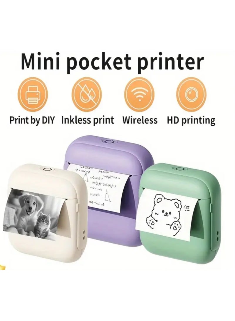 طابعة حرارية محمولة طباعة فورية متوافقة مع أجهزة/لاسلكي بطارية ليثيوم مزود بتقنية للصور الفوتوغرافية والملصقات والملاحظات - Image 4