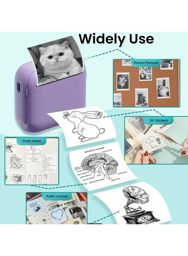 طابعة حرارية محمولة طباعة فورية متوافقة مع أجهزة/لاسلكي بطارية ليثيوم مزود بتقنية للصور الفوتوغرافية والملصقات والملاحظات - Image 2