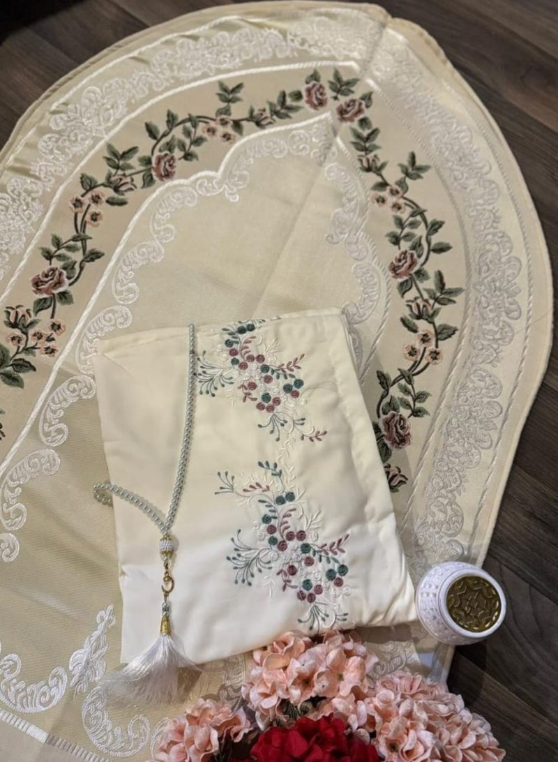 Gerenic Women's Prayer Rug Set with Sheet and Rosary