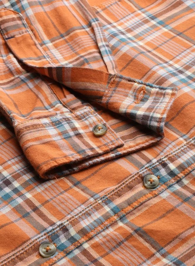 The Indian Garage Co Men Slim Fit Checkered Full Sleeves Cutaway Collar Casual Shirt - Image 5