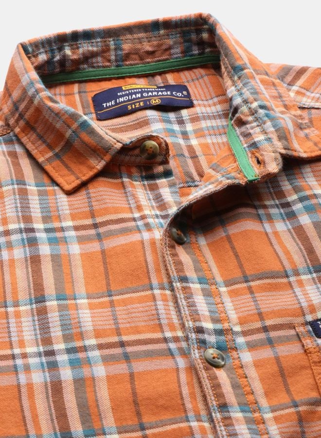 The Indian Garage Co Men Slim Fit Checkered Full Sleeves Cutaway Collar Casual Shirt - Image 4