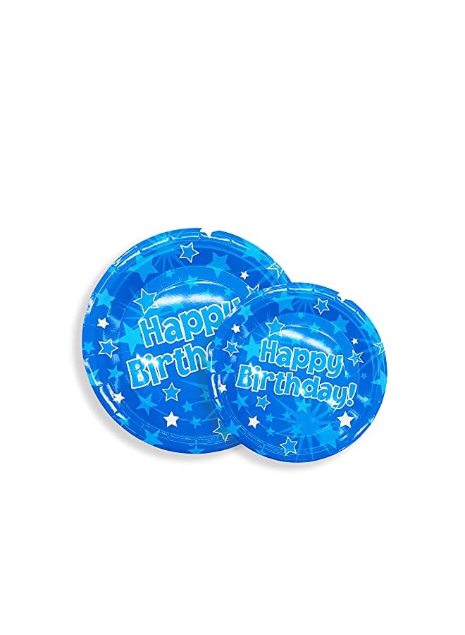 Party Time TIME - 12 Pieces Party Supplies, Birthday, Wedding, Bridal Shower, Luncheon, Disposable Paper Dinnerware, Blue Star Design Plate Sets - Image 3